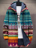 Freya - Patterned Hooded Longline Cardigan