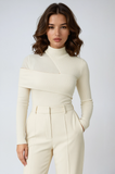 Octavia - Asymmetric High-Neck Ribbed Top