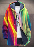 Esme - Rainbow Stripe Hooded Knit Cardigan