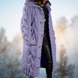 Astrid - Hooded Cable Knit Longline Cardigan