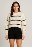 Greta - Patterned Textured Crewneck Jumper