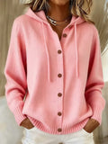 Phoebe - Hooded Button-Through Knit Cardigan
