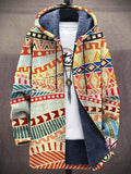 Florence - Plush-Lined Hooded Print Cardigan