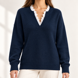 Harriet - Lace Trim V-Neck Jumper