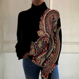 Sienna - Ornate Print Polo Neck Top