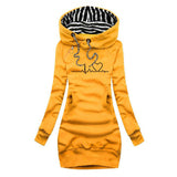 Carys - Heartbeat Print Hooded Sweatshirt Dress