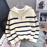 Imogen - Striped Half-Zip Collared Jumper