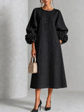 Tabitha - Rosette Cuff Button Midi Dress