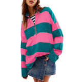 Tilly - Oversized Striped Half-Zip Jumper