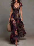 Genevieve - Watercolour Floral Pleated Maxi Dress