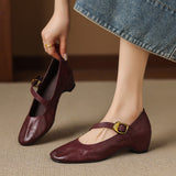 Clara - Buckled Low Heel Mary Jane Shoes