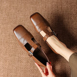 Sylvia - Buckled Square-Toe Block Heel Shoes