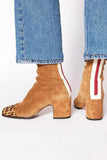 Nora - Faux Suede Block Heel Ankle Boots