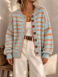 Lottie - Striped Button-Through Knitted Cardigan