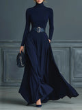 Evelyn - Roll Neck Belted Maxi Dress
