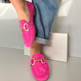 Scarlett - Pink Faux Suede Loafers