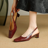 Eliza - Square Toe Slingback Heels