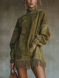 Orla - Faux Suede Fringed Mini Dress