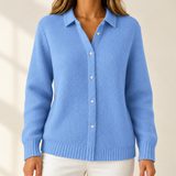 Hazel - Collared Button-Front Knit Cardigan