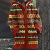 Winifred - Hooded Patterned Knit Cardigan