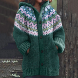 Saskia - Hooded Patterned Knit Cardigan