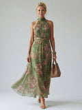 Summer - Floral Halter Maxi Dress