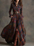 Lydia - Checked Belted Maxi Shirt Dress