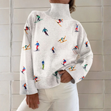 Freya - Skier Motif Roll Neck Jumper