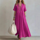 Flora - Pintuck Pleat Short Sleeve Maxi Dress