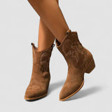 Cecilia - Embroidered Western Ankle Boots