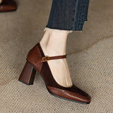 Florence - Square Toe Block Heel Shoes