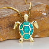 Willow - Green Opal Turtle Pendant Necklace