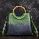 Saskia - Hand-Painted Ombre Ring Handle Handbag