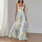 LYRA | Elegant Floral Maxi Dress with a Flattering Pleated Silhouette