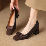 Elodie - Bow-Front Block Heel Shoes
