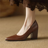 Josephine - Pointed Block Heel Court Shoes