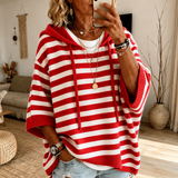 Verity - Striped Hooded Poncho Jumper