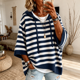 Ottilie - Striped Hooded Poncho Jumper
