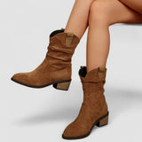Sadie - Slouch Faux Suede Western Boots