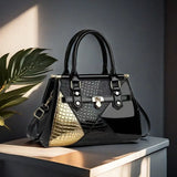 Olympia - Structured Croc-Effect Panelled Handbag