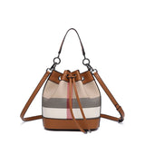 Isla - Check Panel Drawstring Bucket Bag