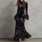 Josephine - Floral Velvet-Effect Maxi Dress