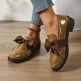 Eleanor - Glossy Bow-Detail Loafers
