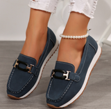 Sienna - Navy Faux Suede Loafers