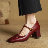 Bryony - T-Bar Block Heel Shoes