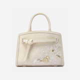 Tang Red 22 Silk Embroidered Orchid Pearl Tote