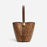 Tang Red 28 Embroidered Dunhuang Scroll Bucket Bag