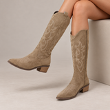 Willa - Embroidered Western Knee-High Boots