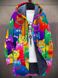 Lottie - Cat Print Hooded Zip-Through Jacket