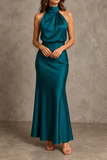 Evelyn - Draped Halter Neck Maxi Dress